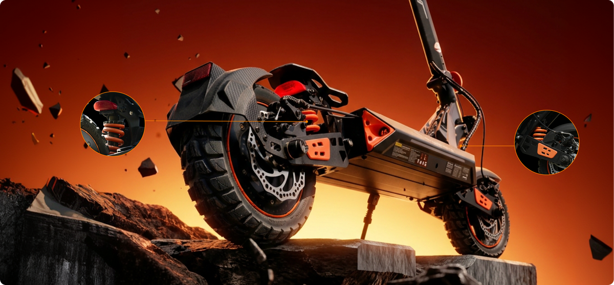 Electric scooter swingarm and suspension